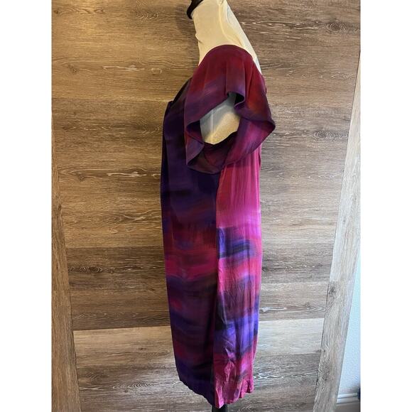 Diane Von Furstenberg Silk Spandex Dress Sz 8 Red Pink Purple Artsy Cocktail - Picture 6 of 9